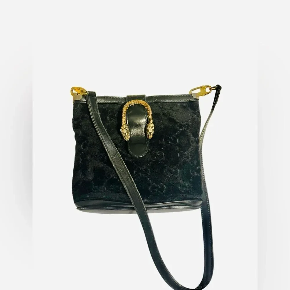 Gucci Rare Black Shoulder Bag with Gold Accent